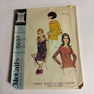 Vintage McCall's Sewing Pattern 8697 Women's Blouses Shirts Tops Plus Size 16
